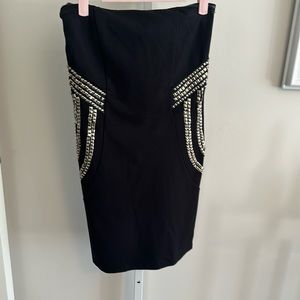 Guess Black with Silver Beading Detail Tube Top Dress, Size 4